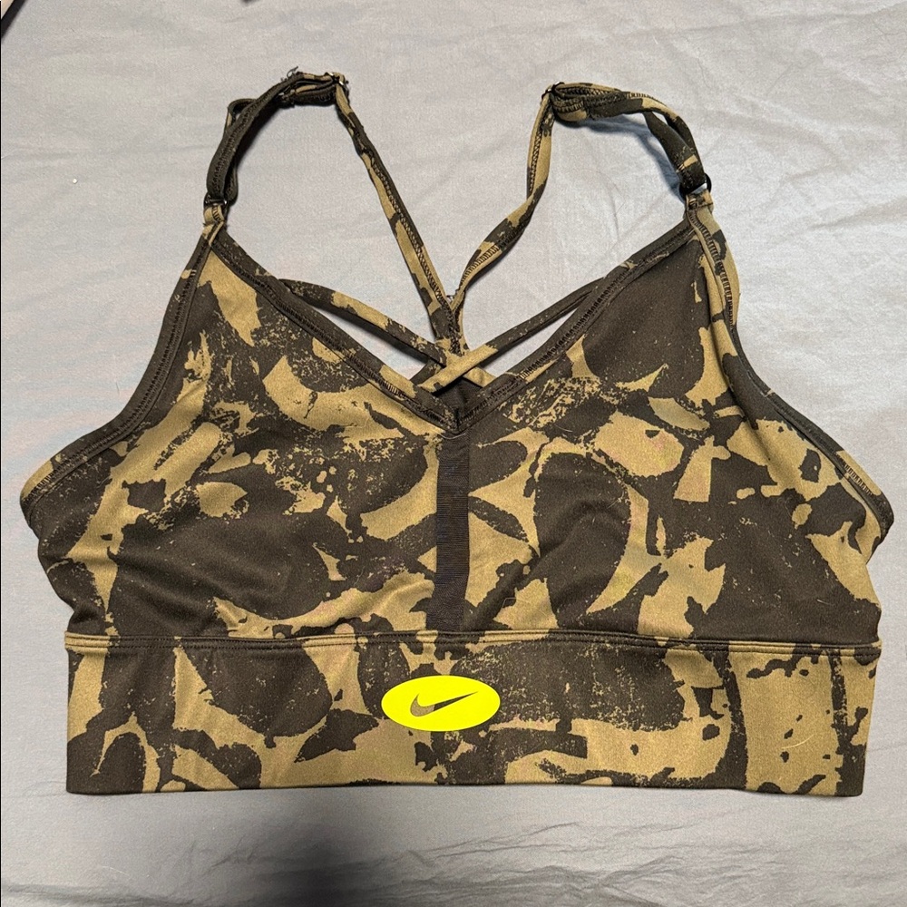 Nike Olive & Black Camo Crisscross Sports Bra